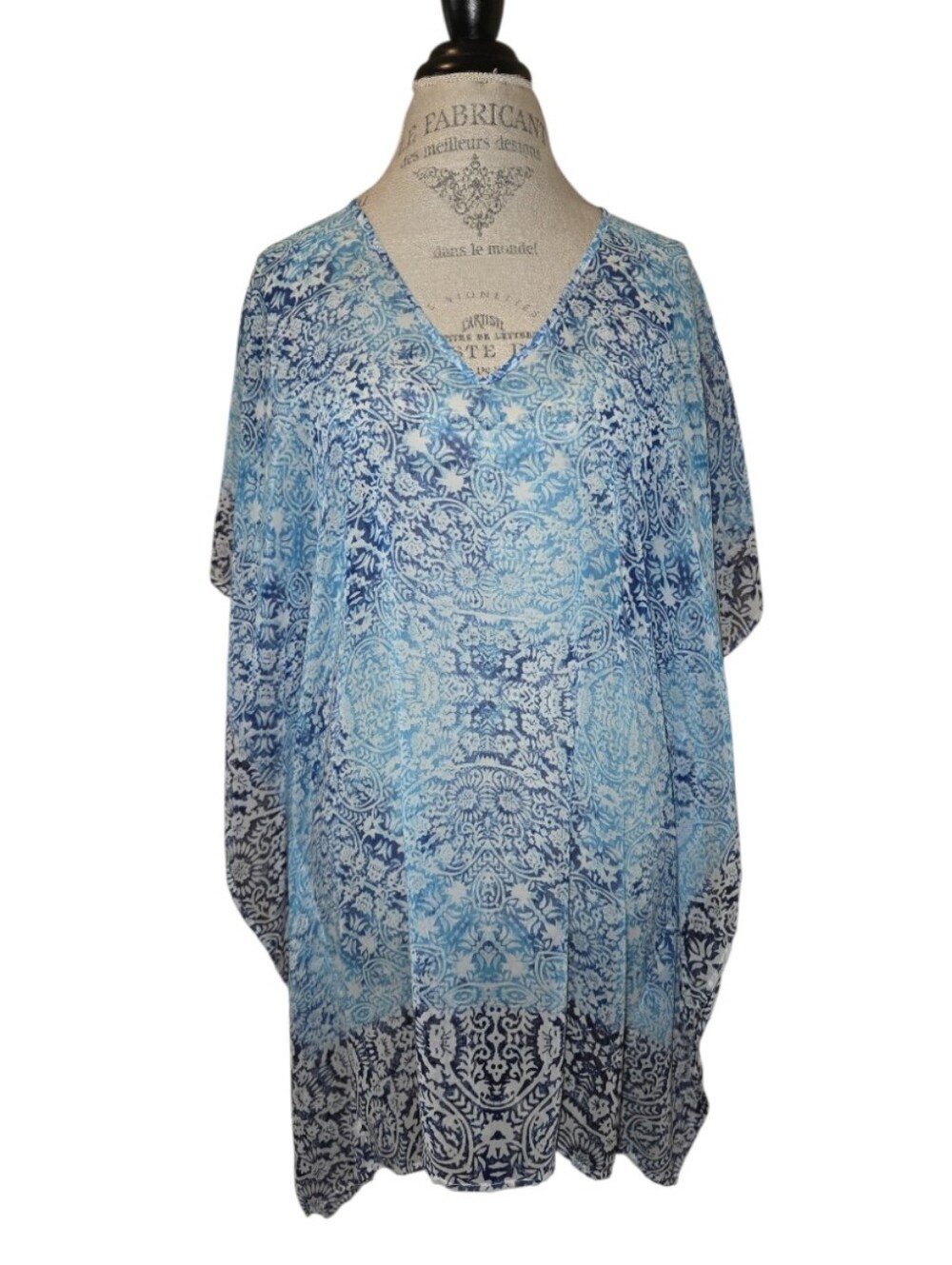 Tommy Bahama V Neck Batwing Semi-Sheer Swimsuit Coverup One Size